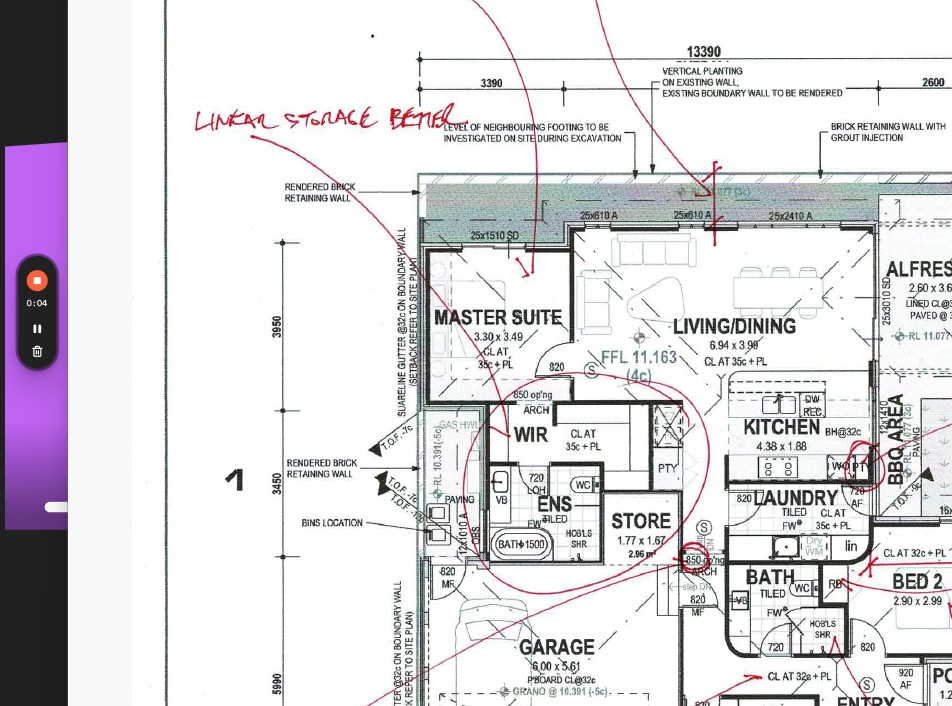 Loom video recording of a floor plan design review